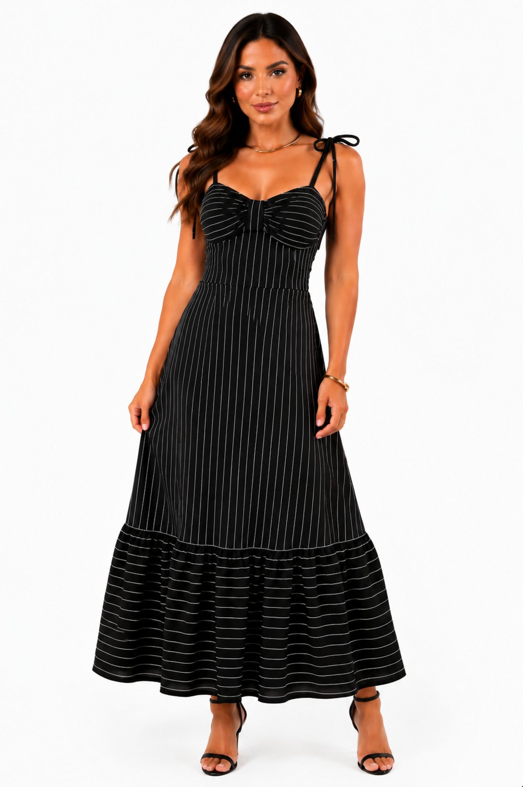 Vestido Midi D Bell Outlet Fashion Evasê Preto