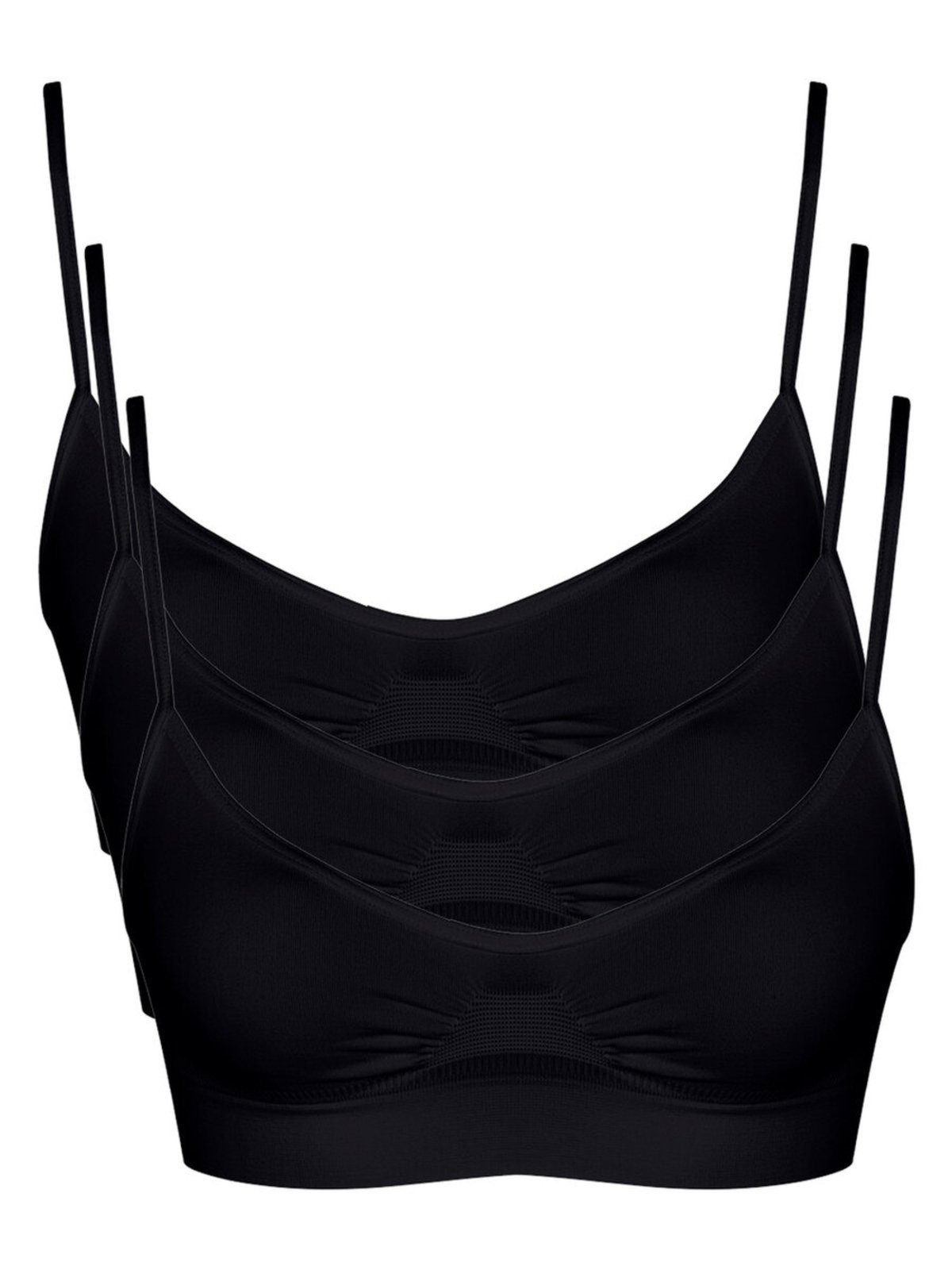 Kit com 3 Tops sem Aro e sem Bojo Loba 41100-001 Preto
