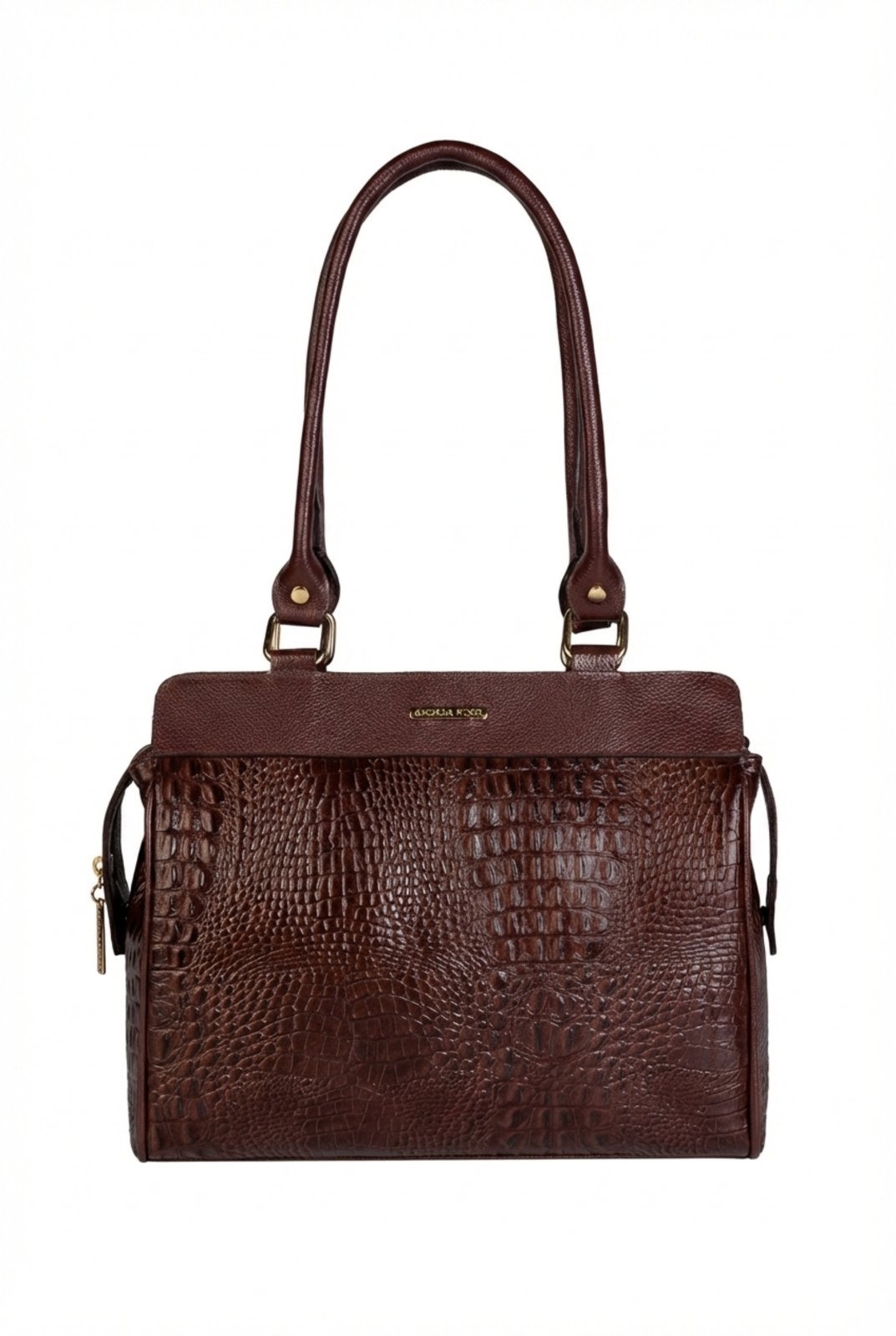 Bolsa de ombro em couro croco Silvia - Café