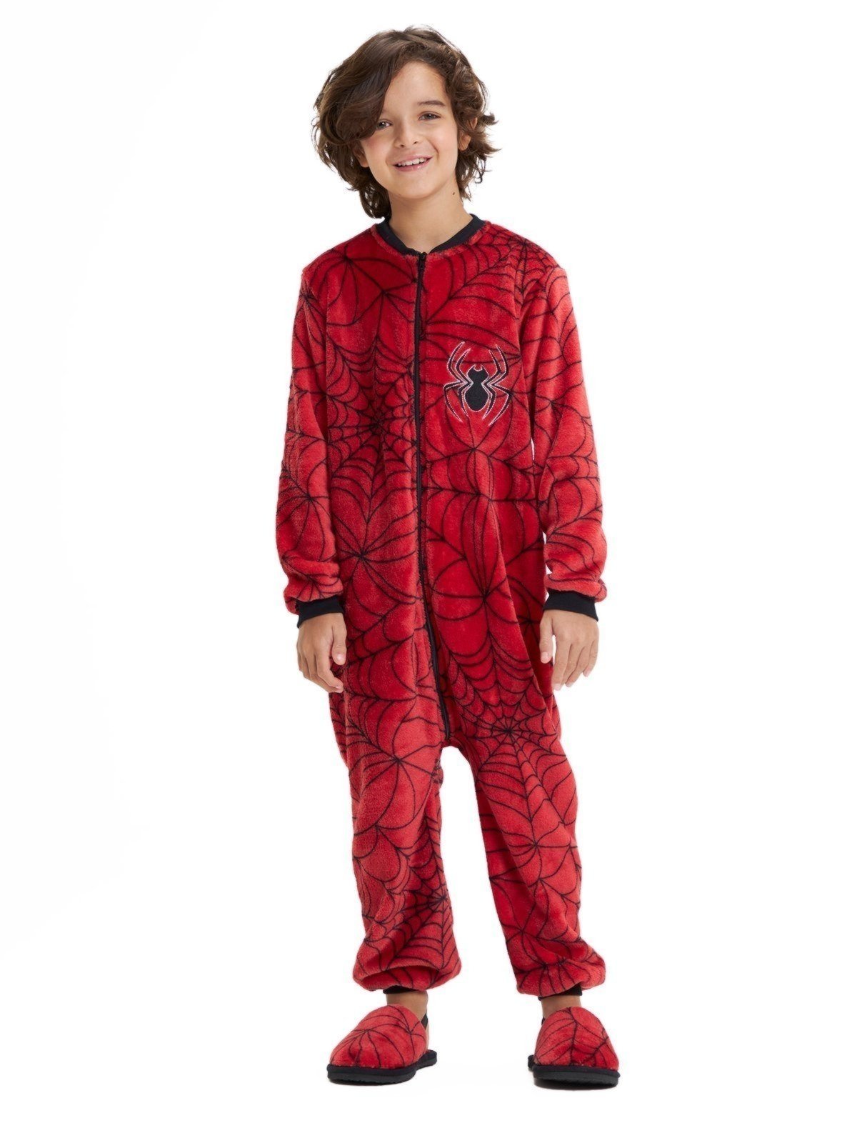 Pijama Macacão em Fleece Menino Magicamente Fantasia Aranha