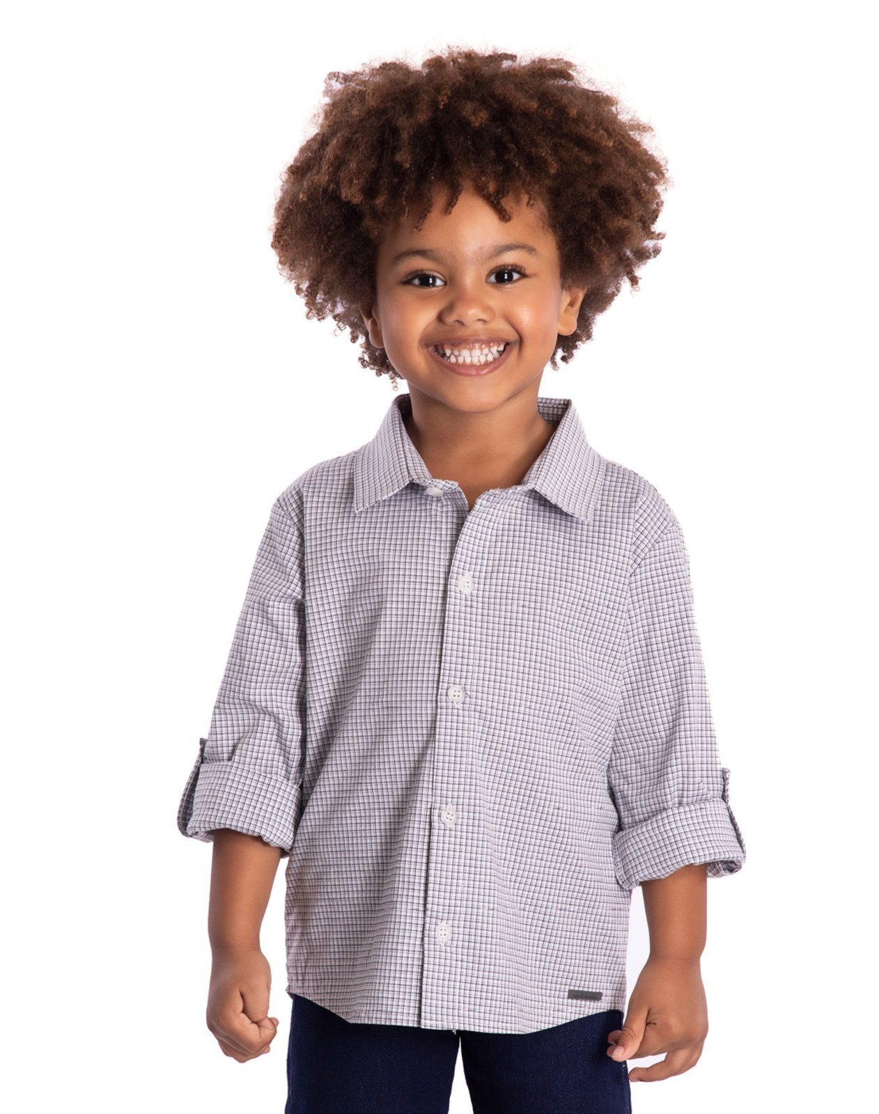 Infantil - Camisa manga longa xadrez miúdo
