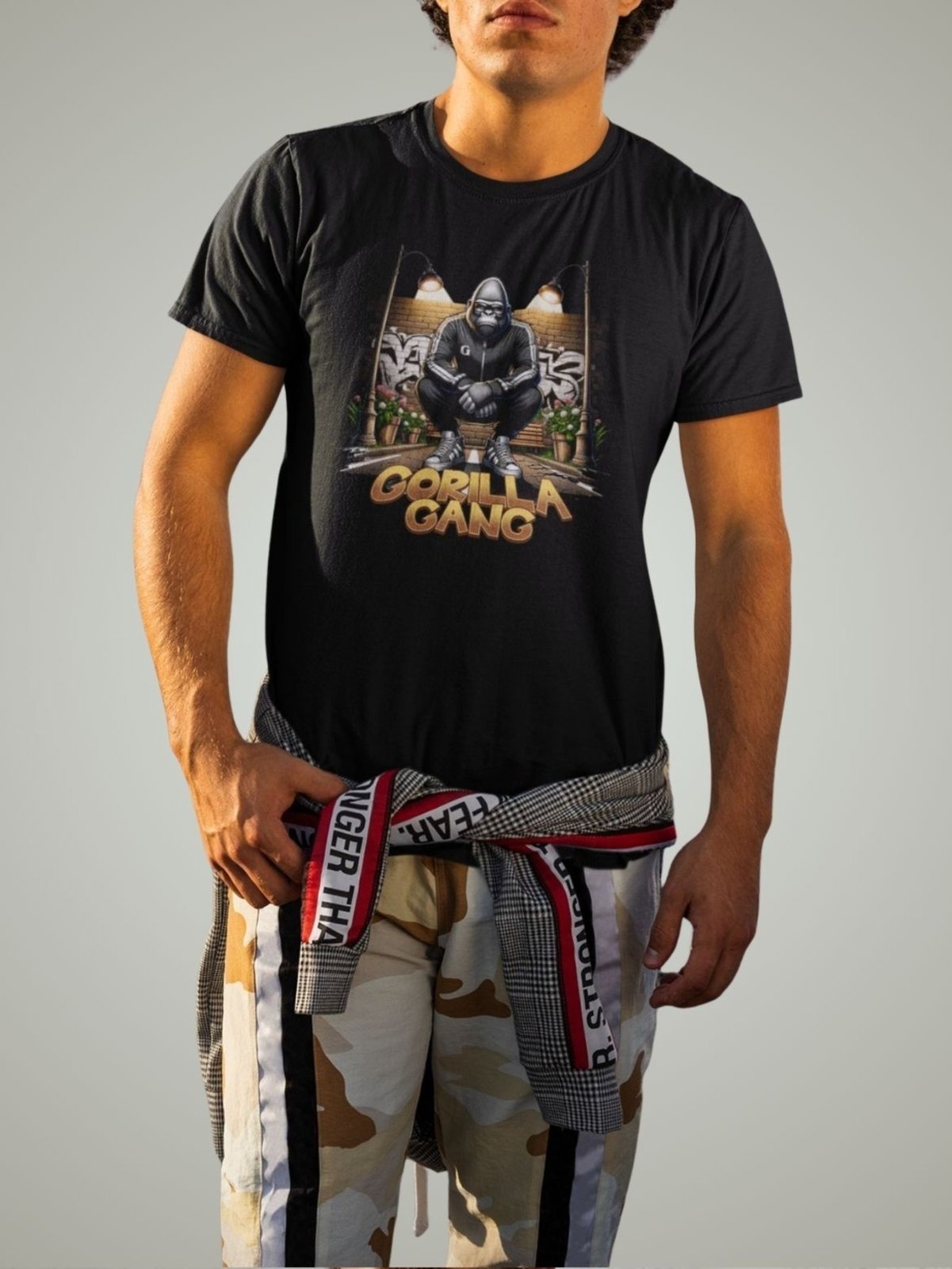 Camiseta Básica Masculina GuGi Gorilla Gang Estilo Street Preto