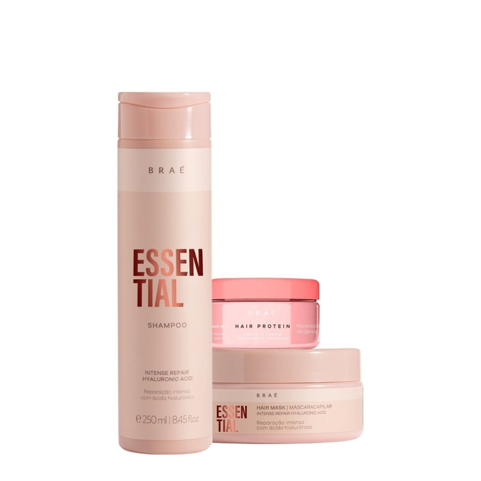Kit Braé Essential Shampoo Máscara e Hair Protein (3 produtos)