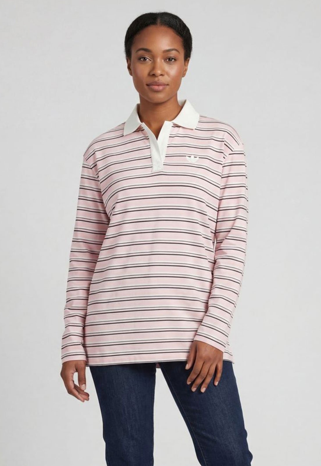 Camisa Polo Feminina adidas Originals Listrada Rosa