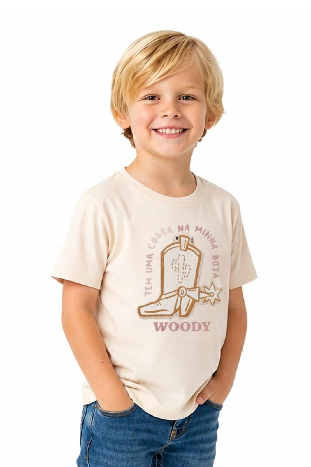 Infantil - Camiseta Menino Disney Toy Story Woody Alphabeto Bege