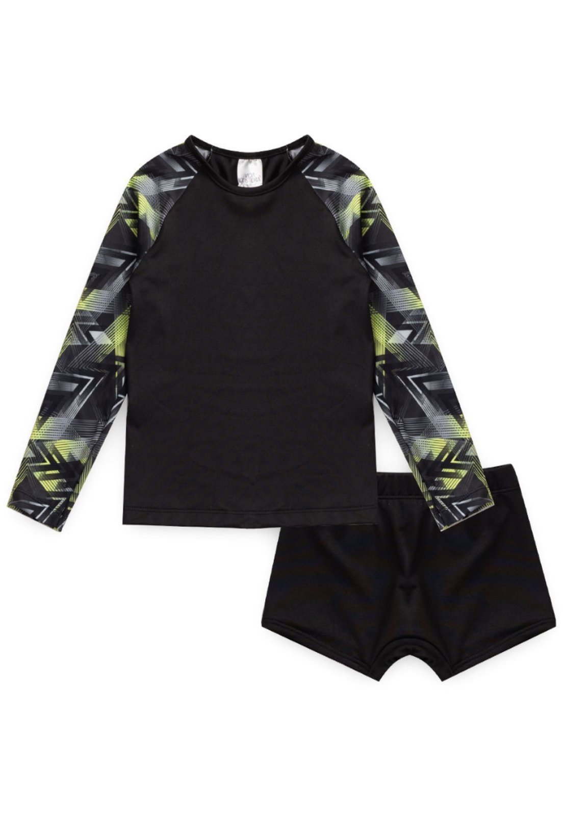 Vista 3 Infantil - Conjunto Manga Longa UV 50+ Raglan VIDA COSTEIRA preto VIDA COSTEIRA preto