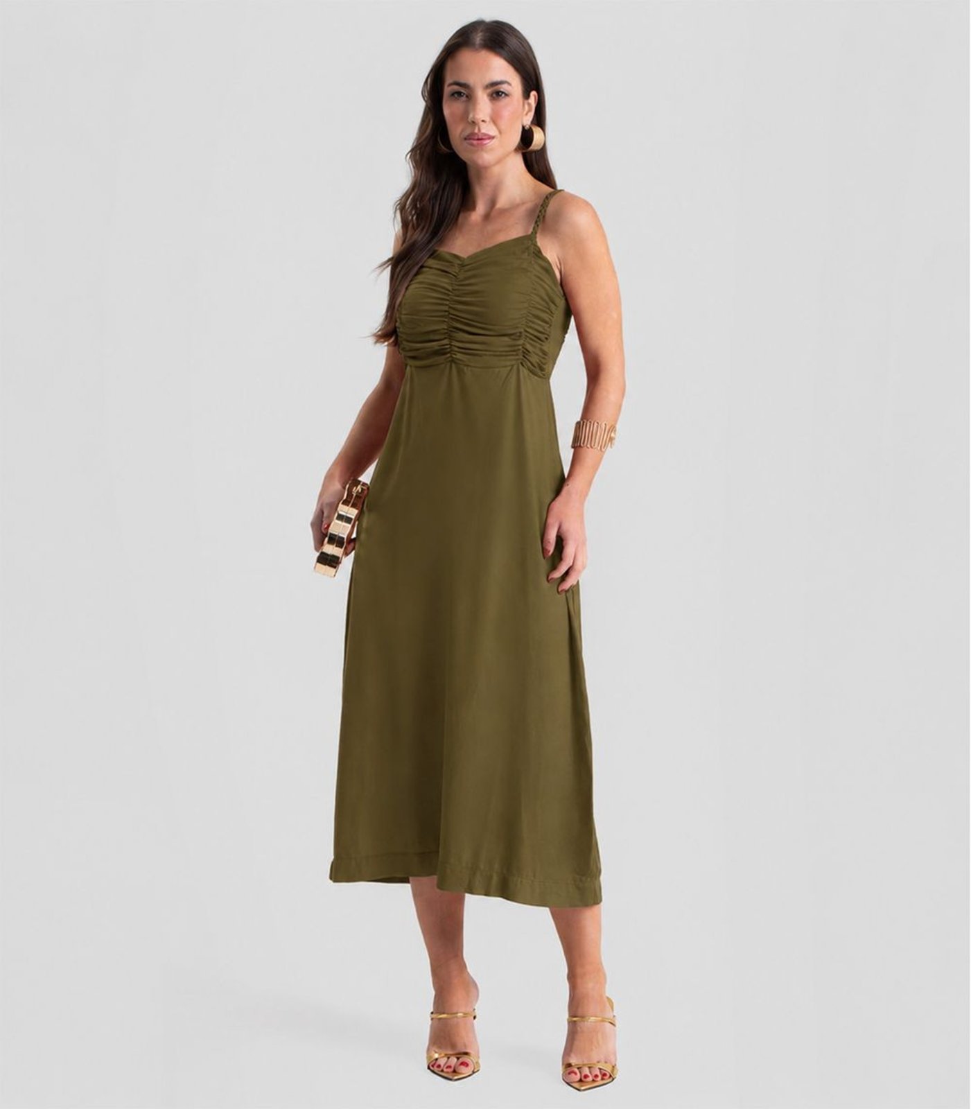 Vestido Super Midi Alças em Tranças Dianna Verde