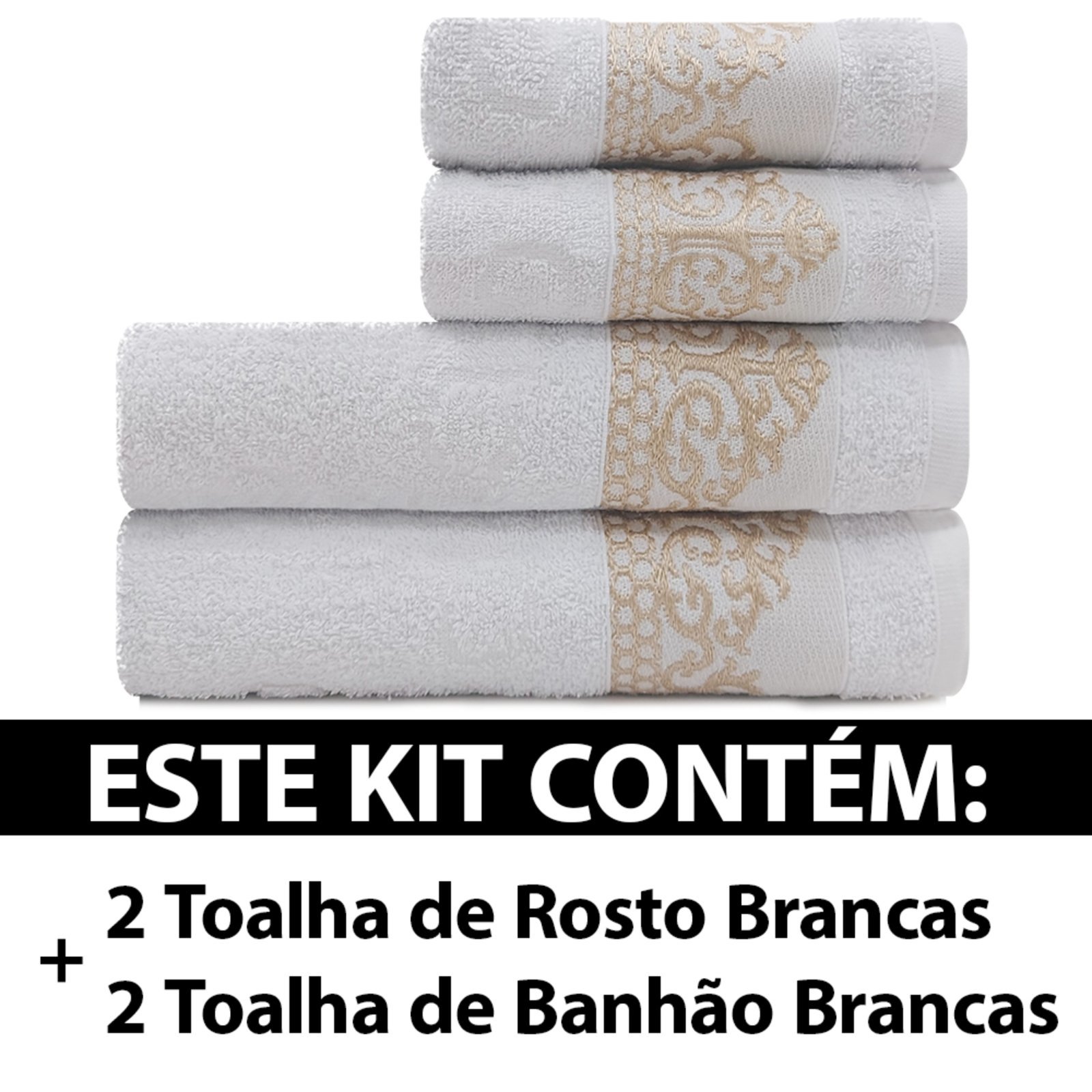 Vista 3 Jogo de Toalhas 4 Peças Banhão + Rosto 100% Algodão Siena Marcotex unico Marcotex unico