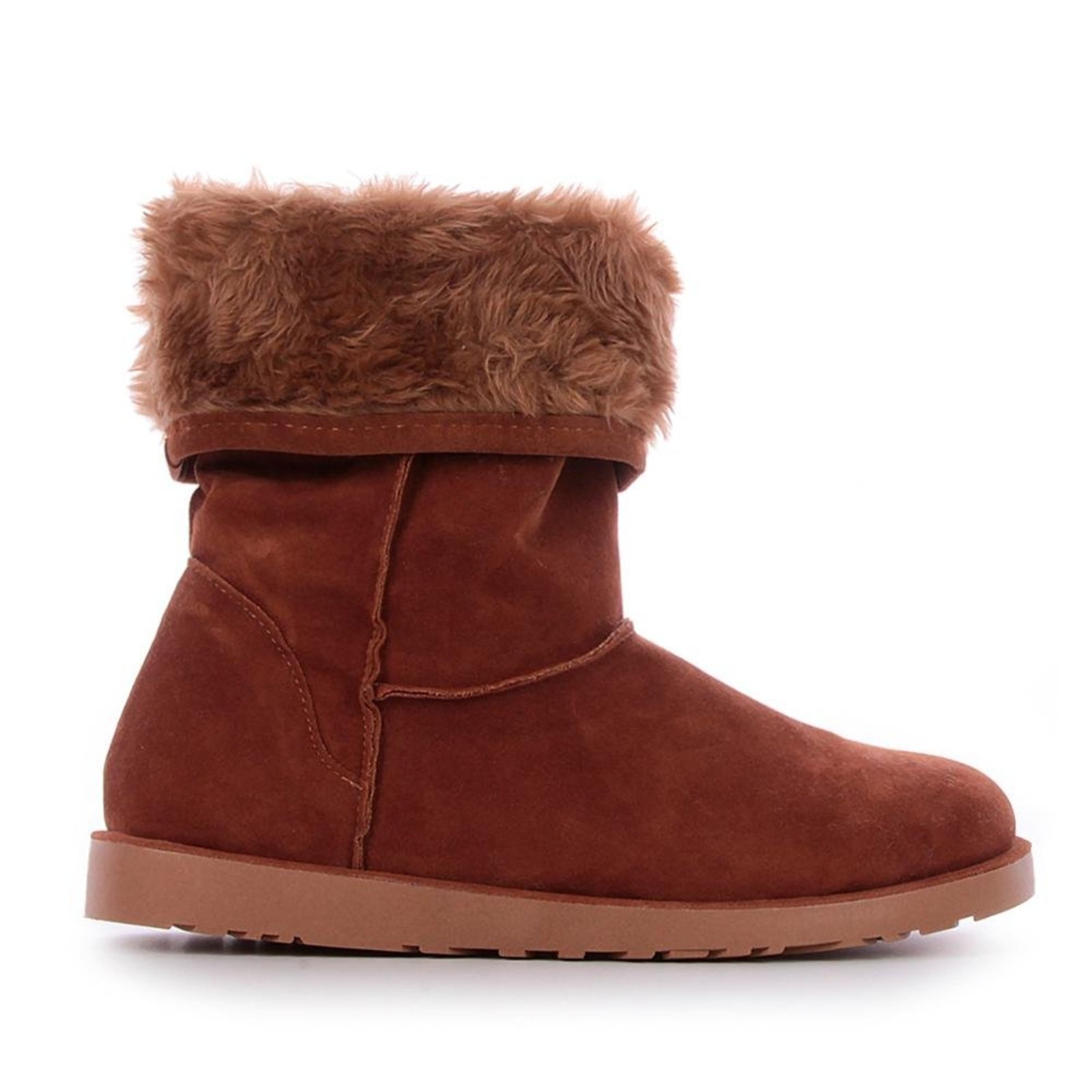 Bota de Pelos Forrada Cano Médio Caramelo Caramelo