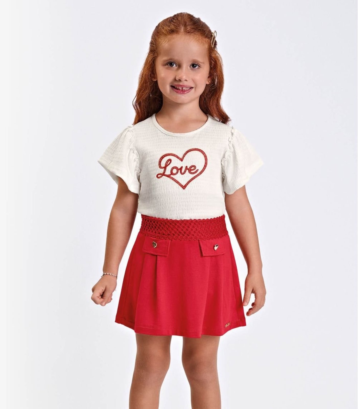 Infantil - Conjunto Verão Menina Curto Com Prega Trick Nick Bege