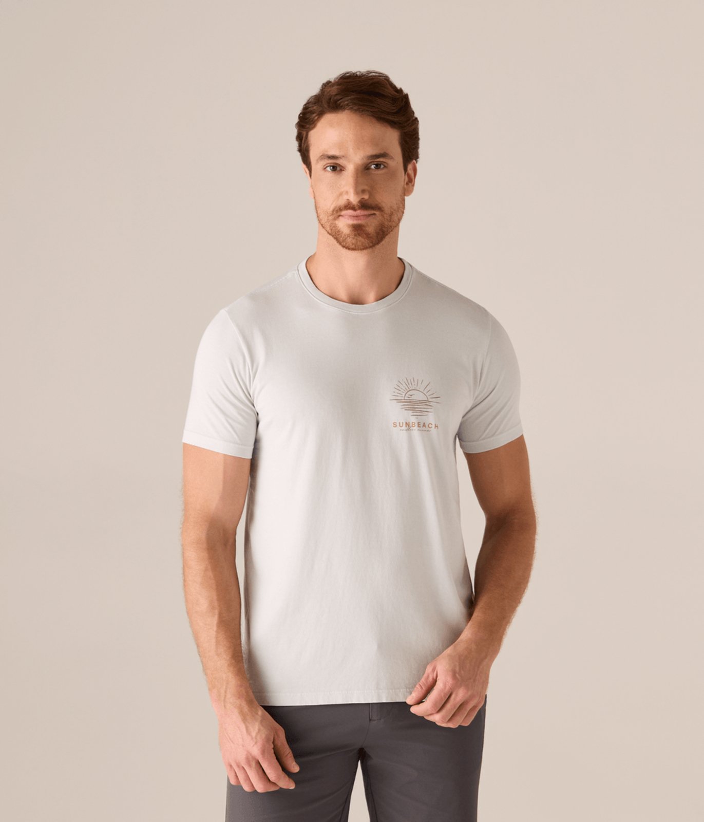 Camiseta Makenji Estampada Sunbeach Masculina Cinza Gelo