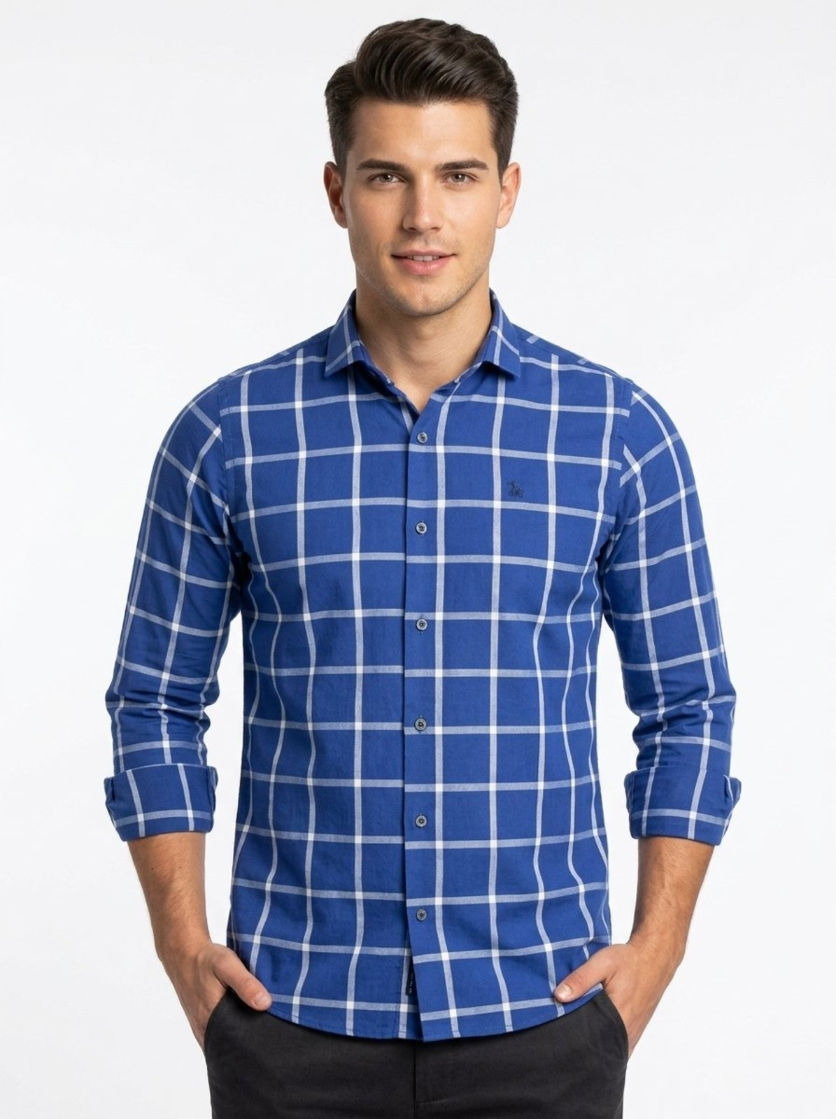 Camisa Casual Amil Com Elastano Comfort Xadrez Owen Manga longa Luxo Cor04