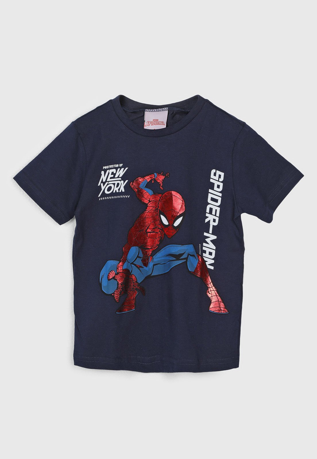 Infantil - Camiseta Brandili Estampa Homem Aranha Azul Marinho