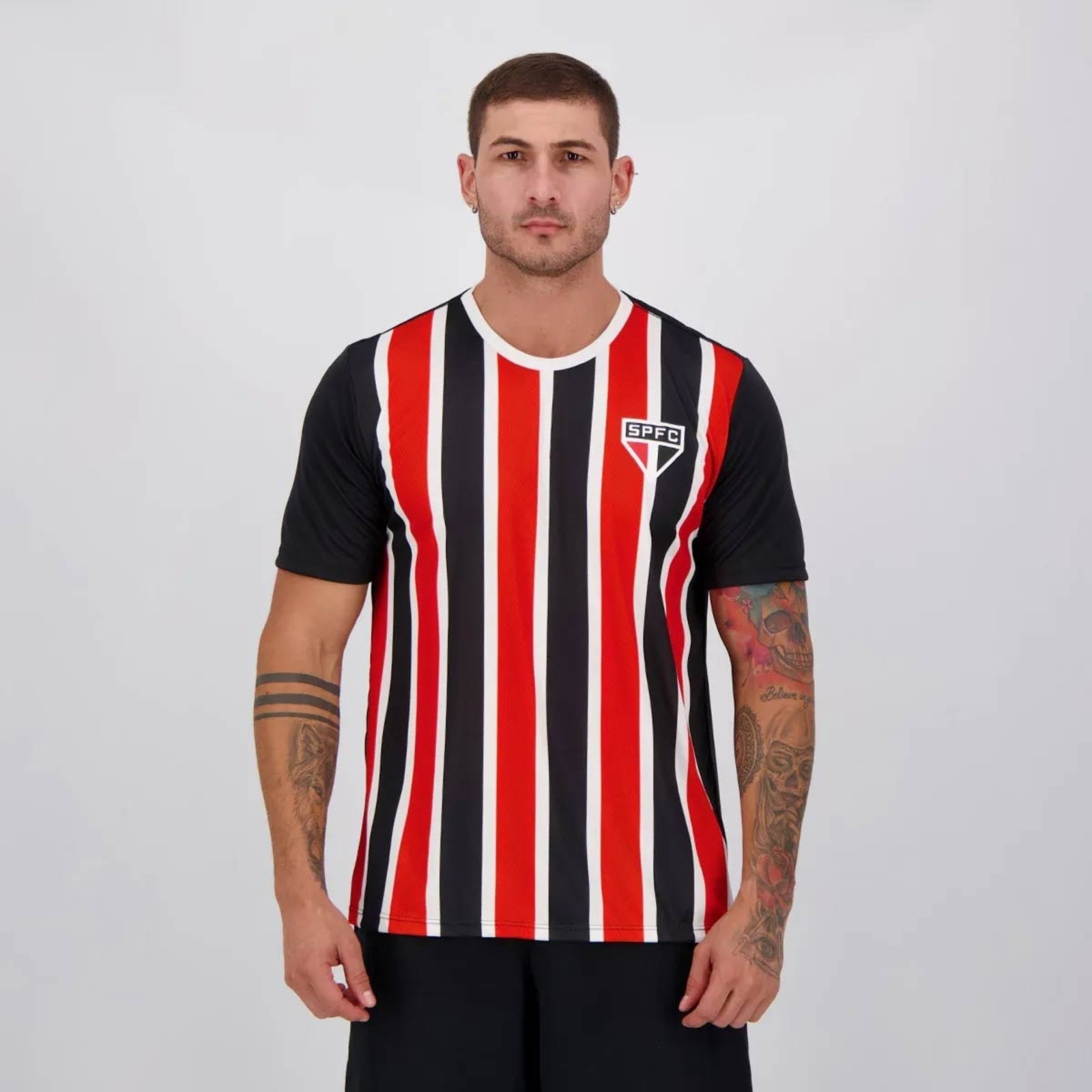 Vista 3 Camisa São Paulo Change 10 Luciano Preta braziline preto braziline preto