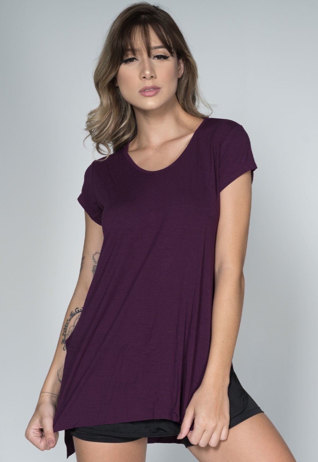 Blusa Feminina WLS Modas Fitness Longa Ju Roxo