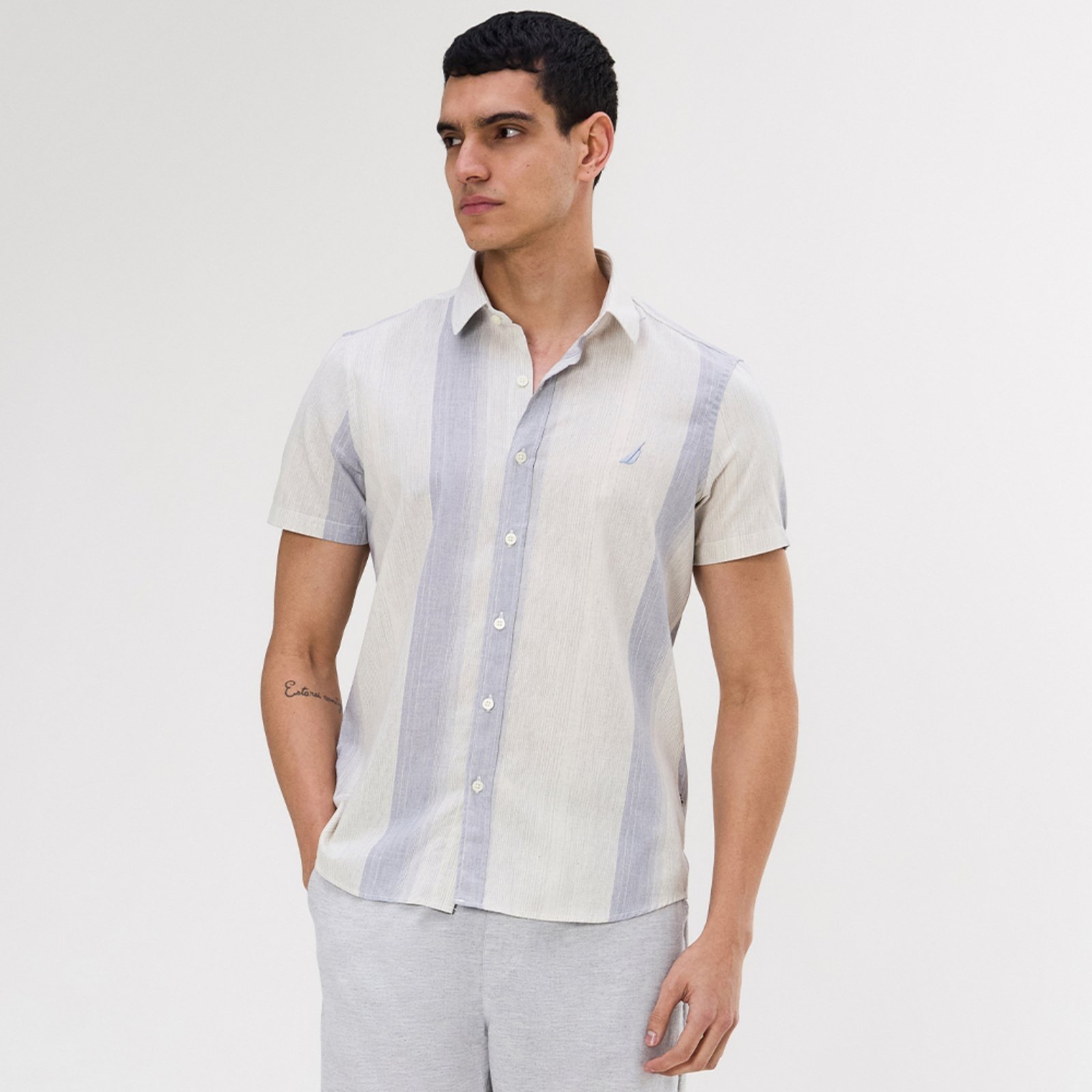Camisa Nautica Manga Curta Listrada Azul
