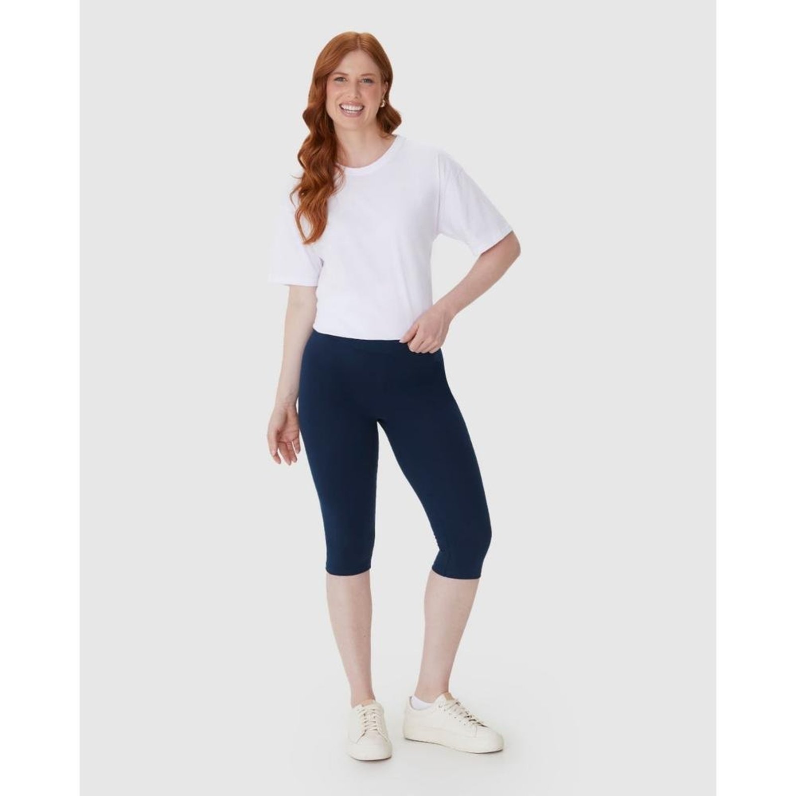 Vista 2 Calça Corsário Básica Feminina Cós Elástico Em Algodão Malwee azul Malwee azul