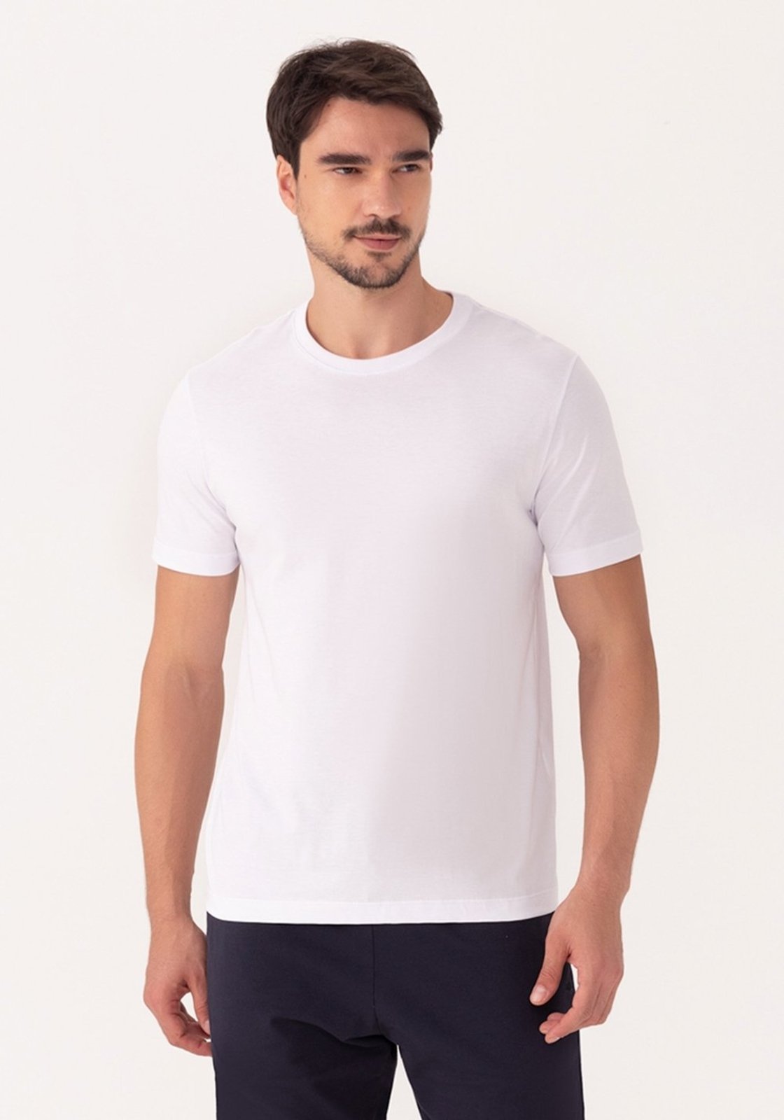 Camiseta De Mangas Curtas Em Malha De Algodão Pima