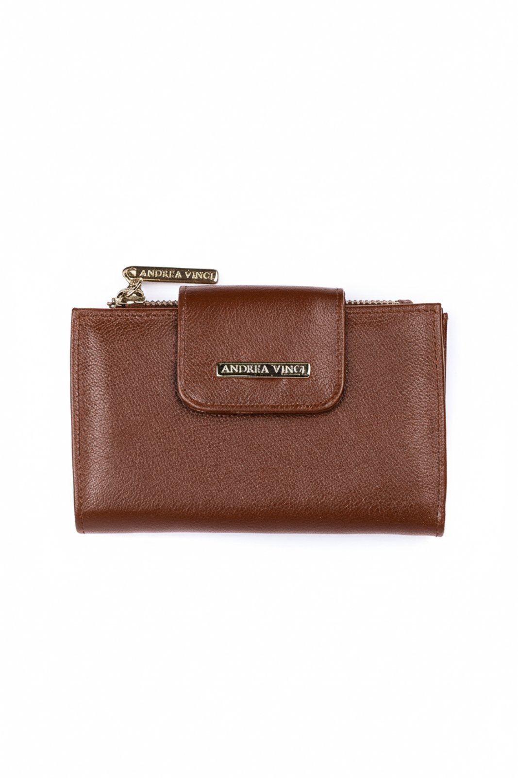 Carteira feminina de couro liso Lanna 10x15,5cm - Whisky