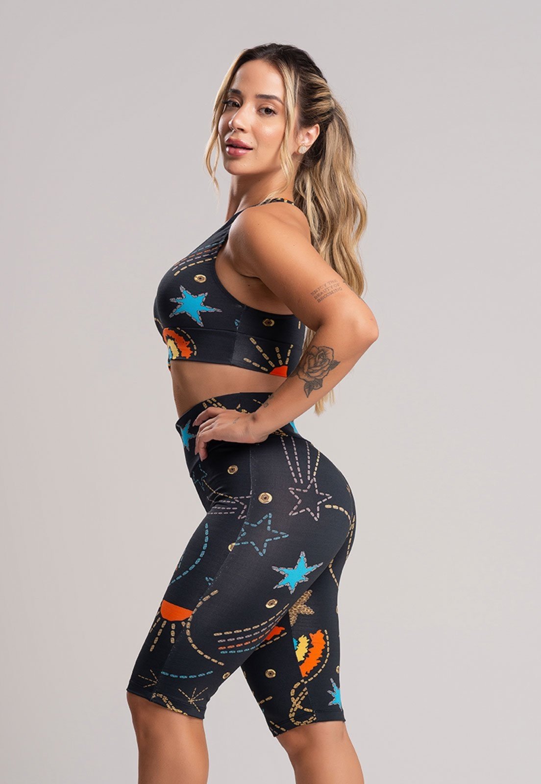 Bermuda MVB Modas Ciclista Fitness Suplex Estampada Cosmic