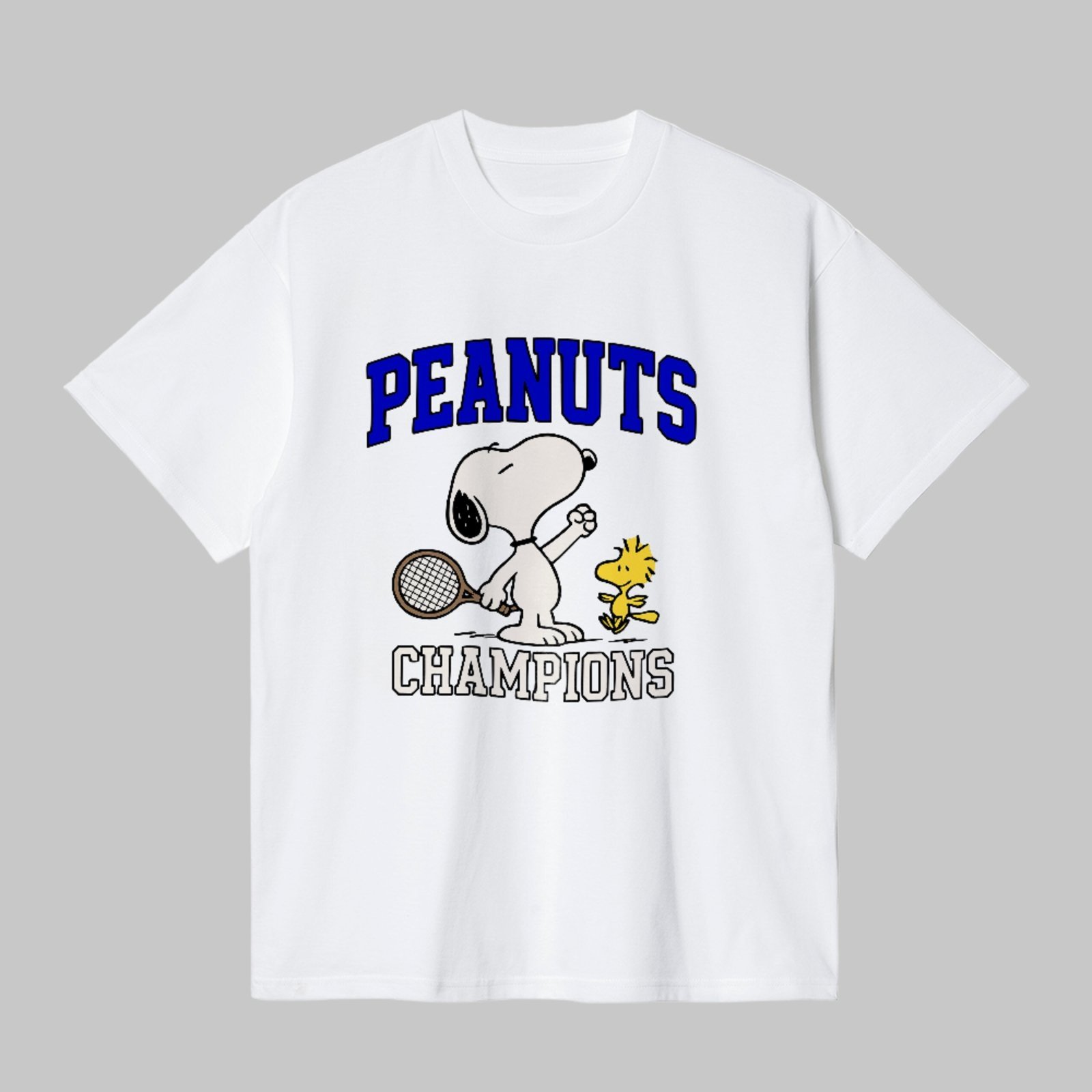 Camiseta Básica Snoopy Champions Tennis Vintage Peanuts Unissex Branco