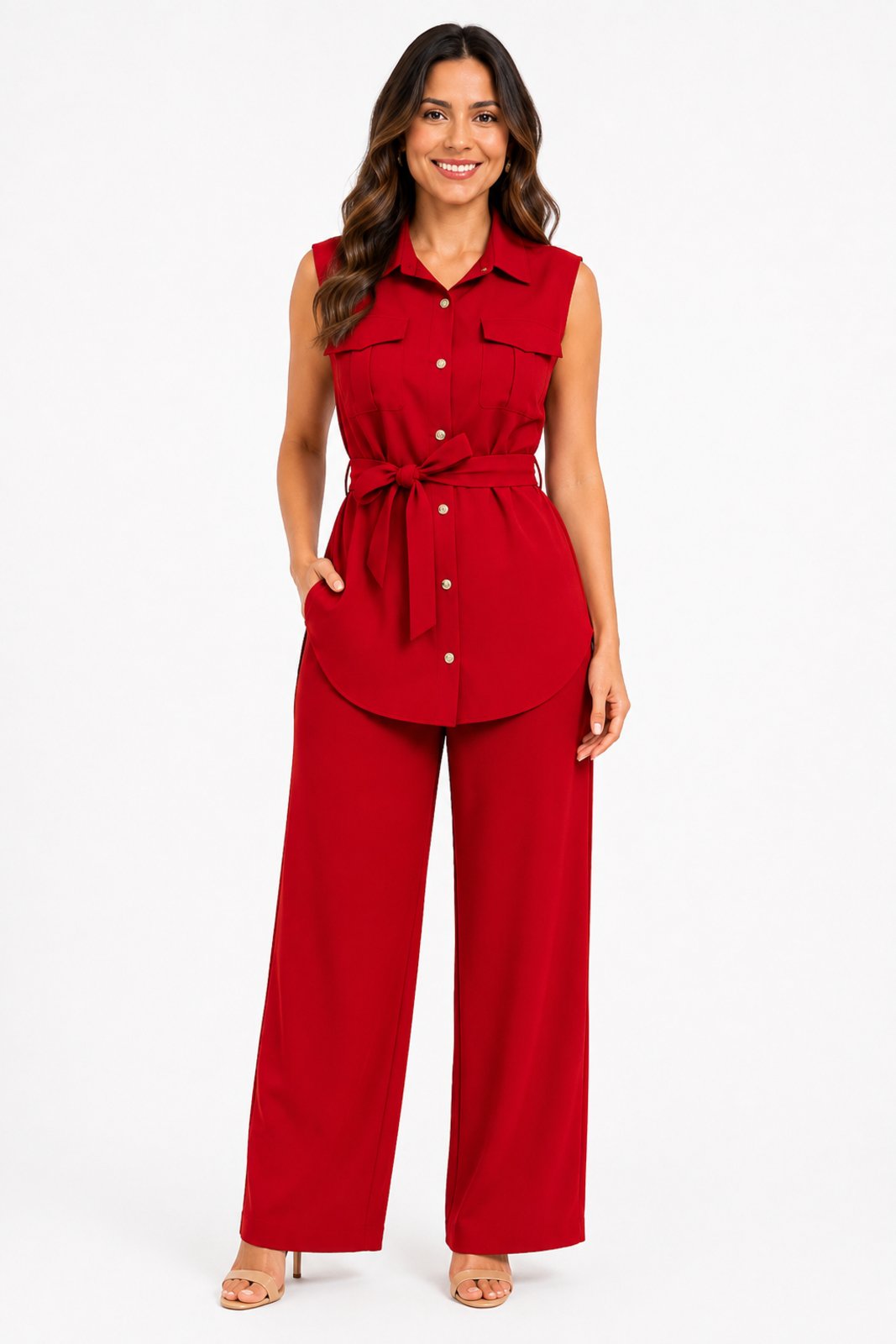 Conjunto D Bell Outlet Fashion Camisa e Calça Vermelho