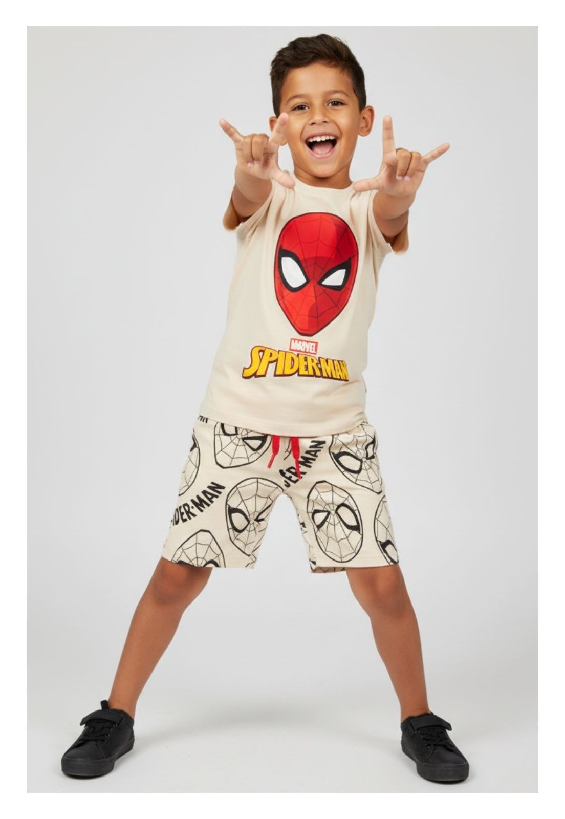 Infantil - Conjunto Marvel Menino Camiseta Bermuda Homem Aranha