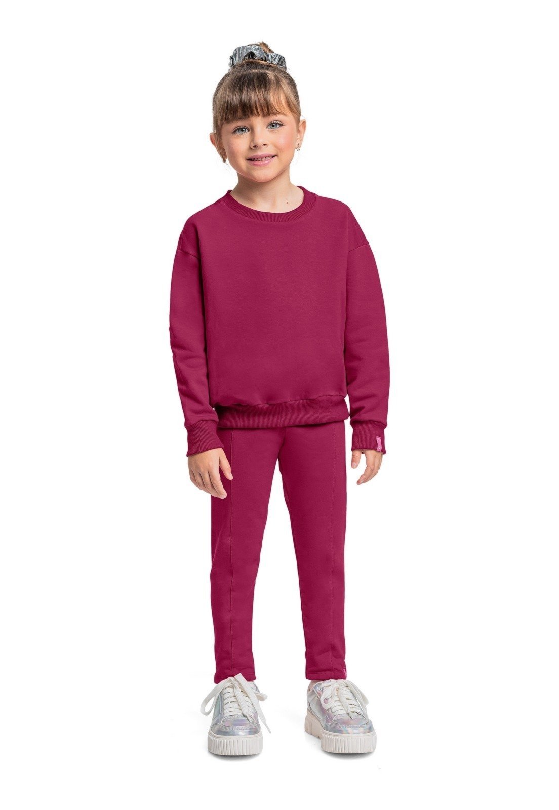 Infantil – Blusão Básico em Molecotton para Menina Quimby Vinho
