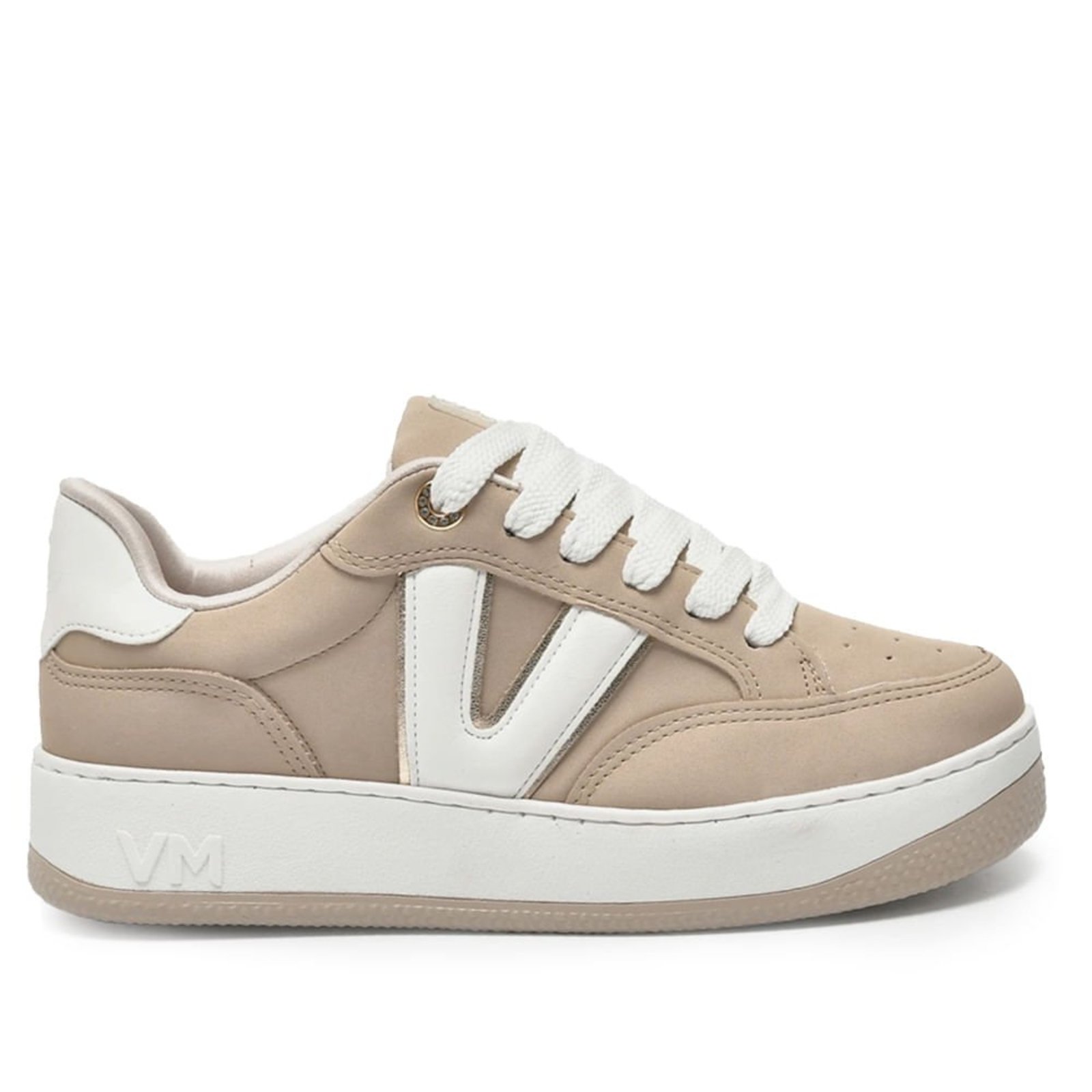Tênis Feminino Via Marte Casual Nobuck Bege/Off White