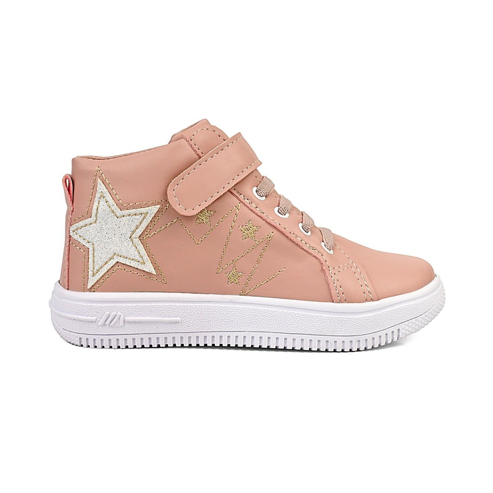 Infantil - Tênis Feminino Cano Alto Estrela Glitter Nude Lulopé