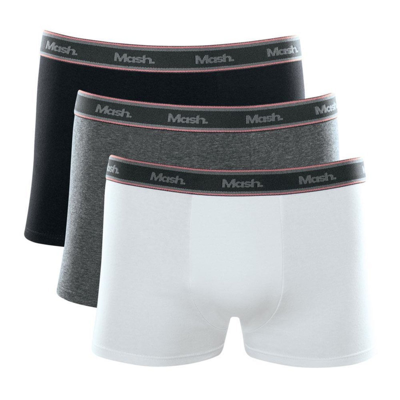 Vista 2 Kit Cueca Boxer Mash 3 Peças Elástico Masculina Algodão Azul marinho cinza azul MASH cinza azul