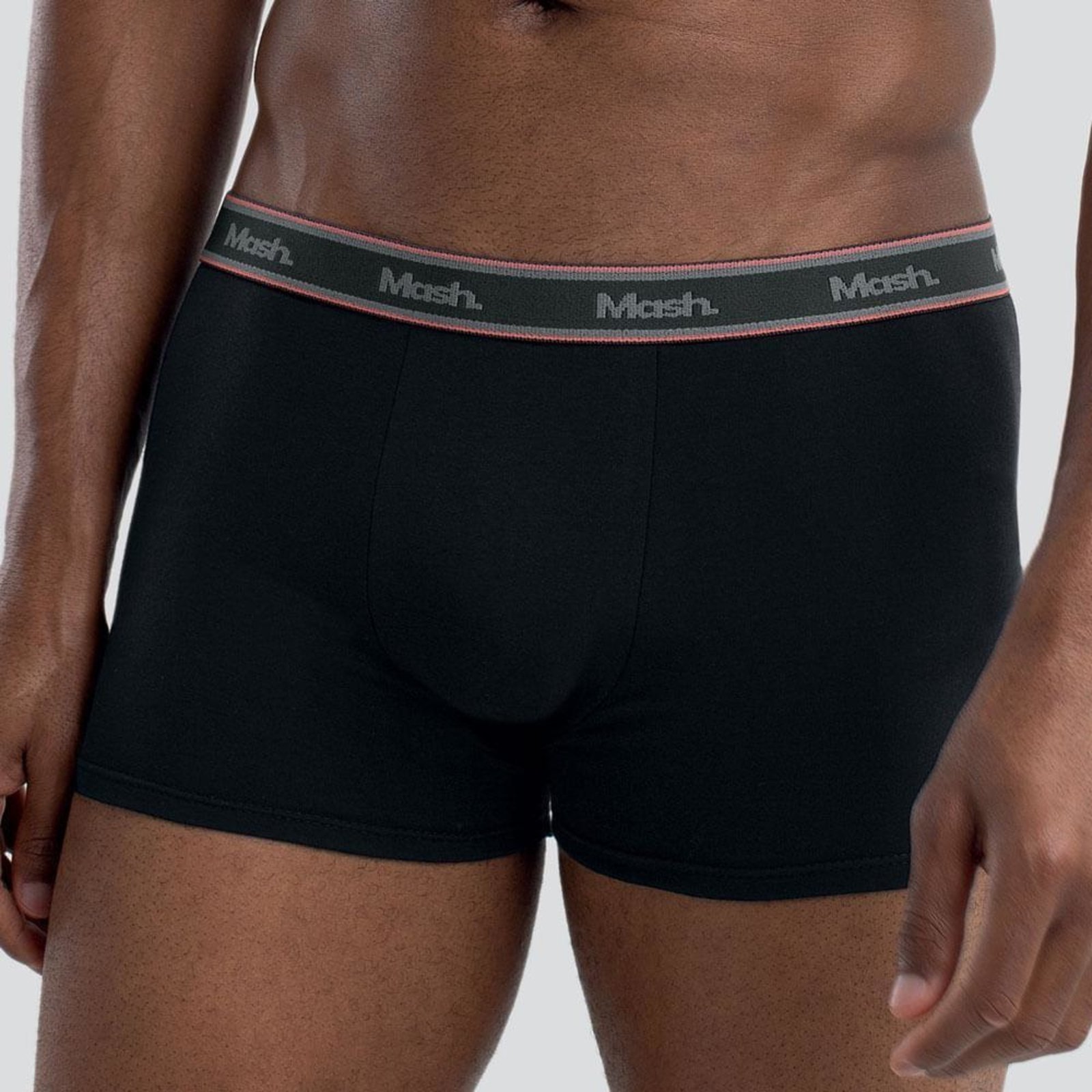 Vista 3 Kit Cueca Boxer Mash 3 Peças Elástico Masculina Algodão Azul marinho cinza azul MASH cinza azul
