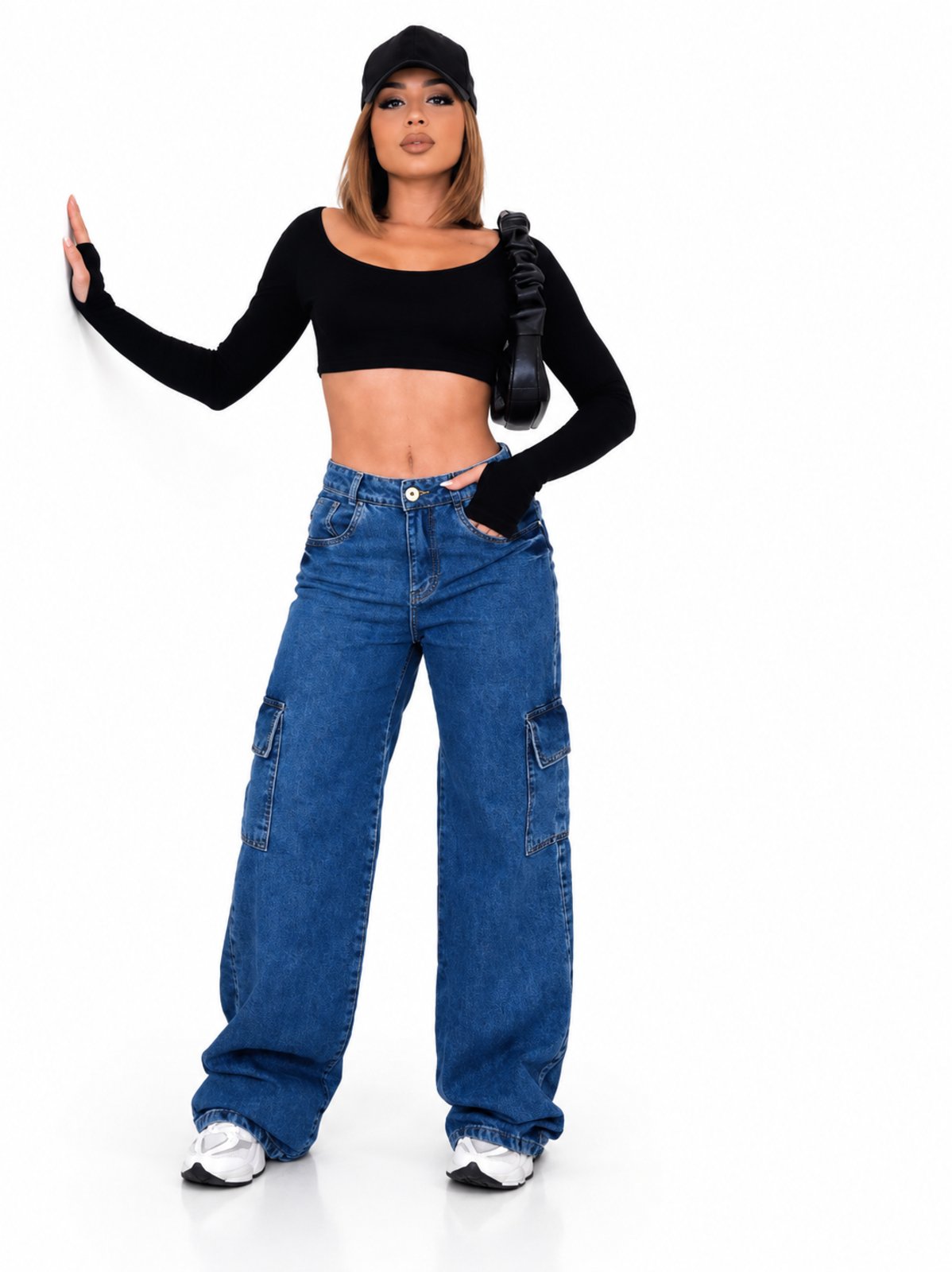 Calça Jeans Feminino Cargo Levanta Bumbum