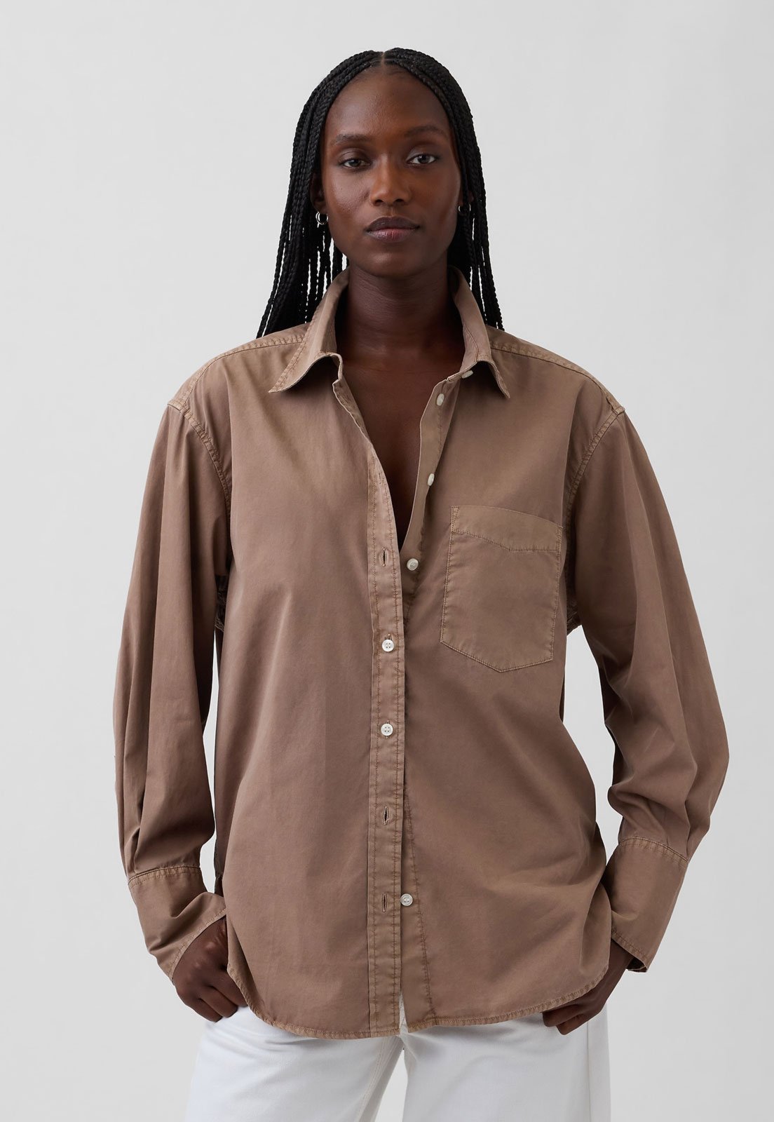 Camisa Feminina GAP The Big Shirt Marrom