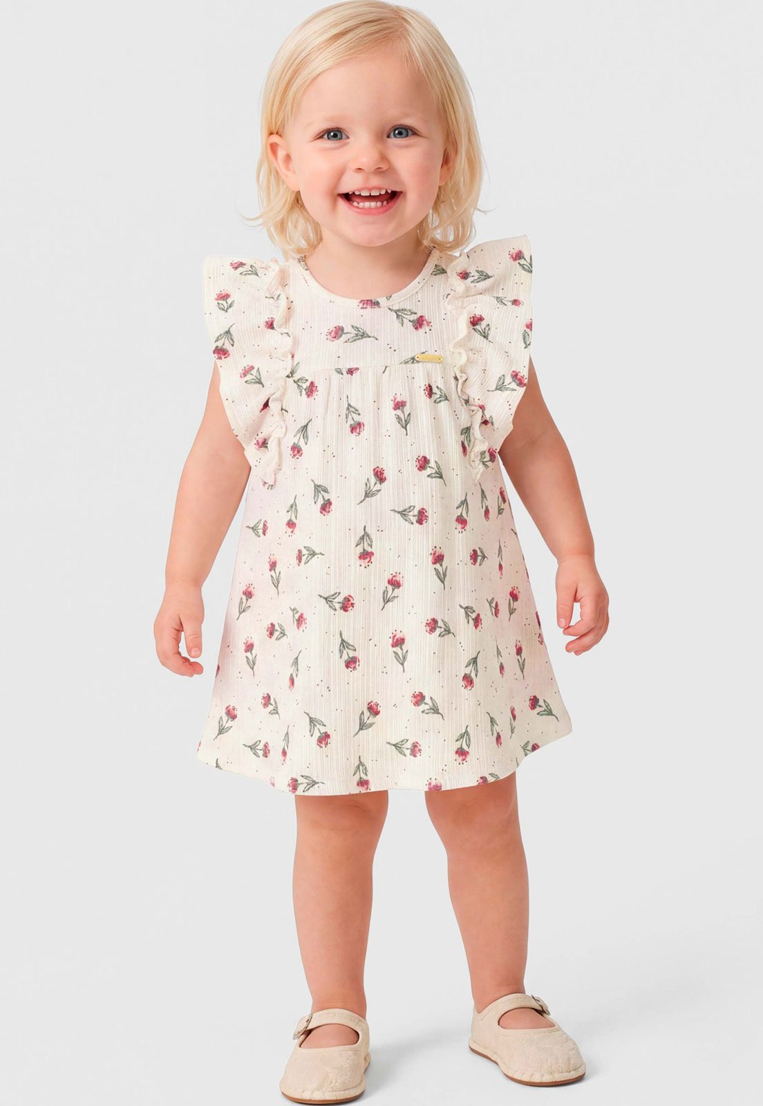Vestido Coloritta Estampa Floral Off-White