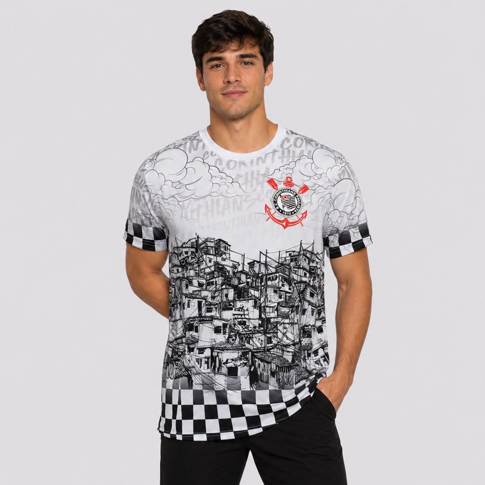 Camisa Corinthians Maloqueiro e Sofredor Branca e Preta