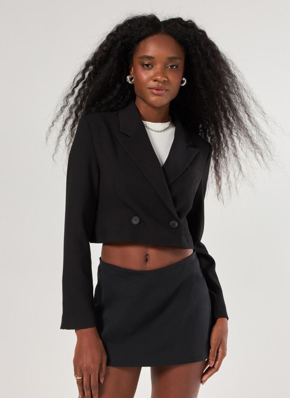 Vista 2 Blazer Cropped Preto Youcom multicolorido Youcom multicolorido