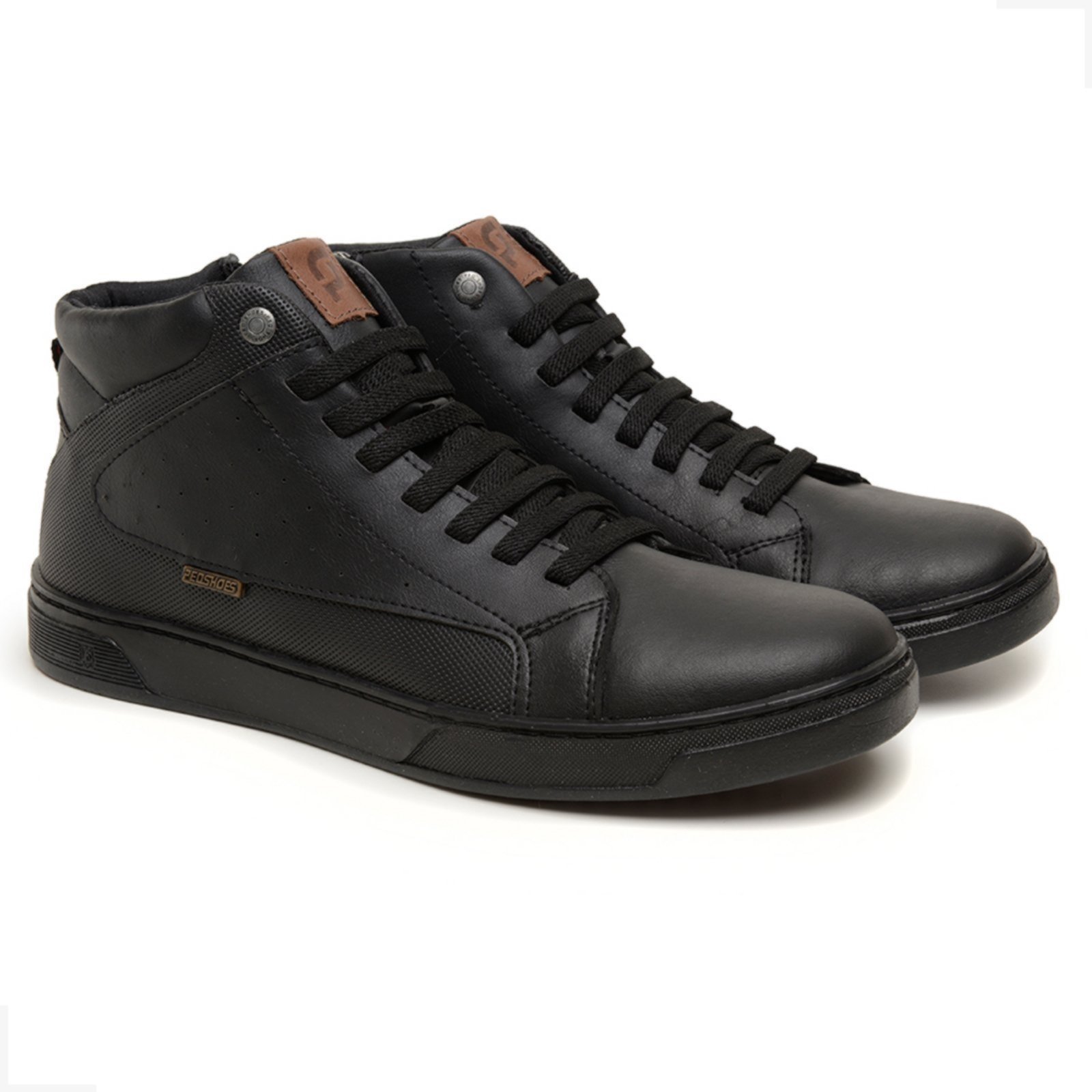 Tenis Cano Ato Casual Masculino Rovetto Zíper Lateral Preto Etios