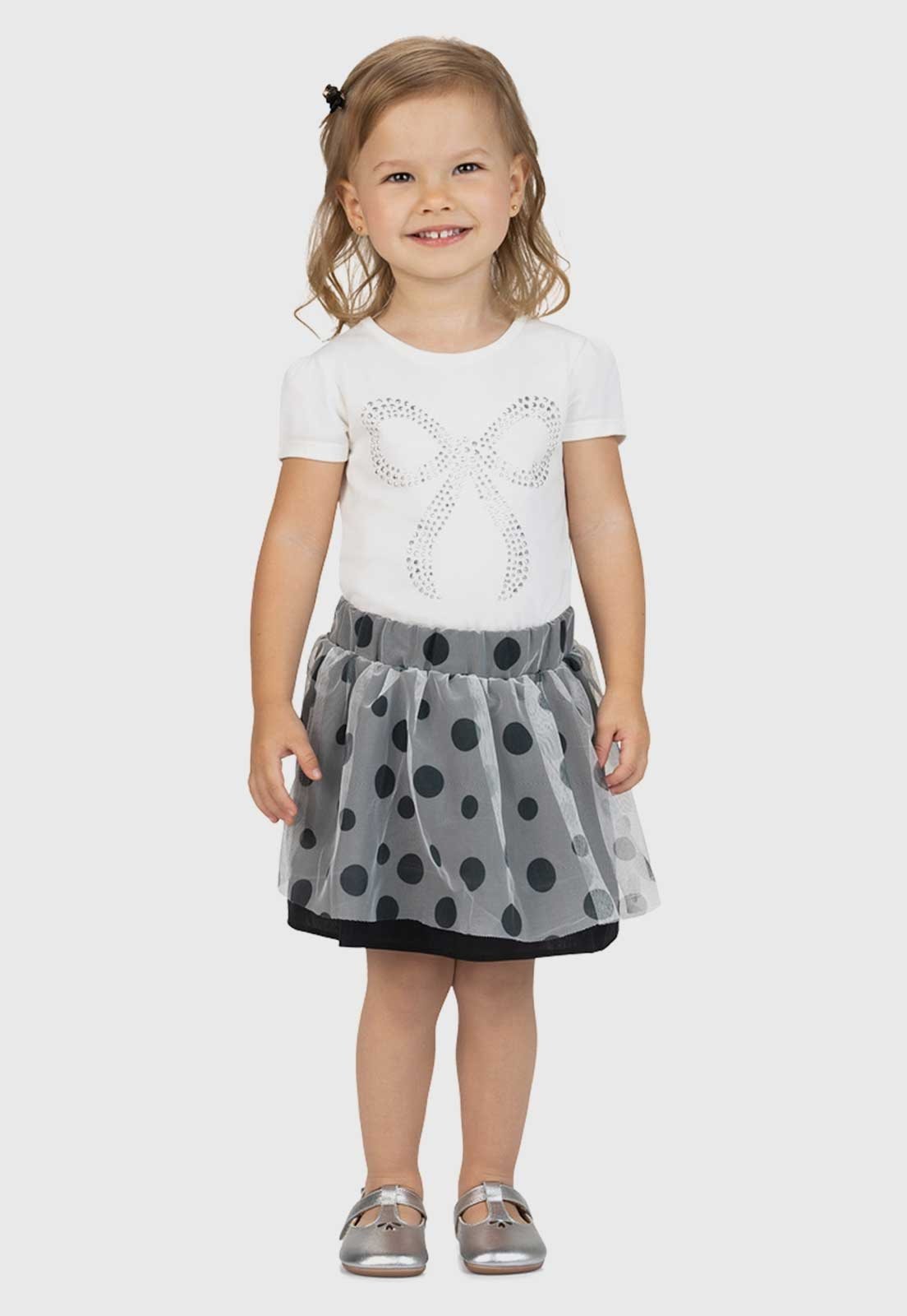 Infantil - Conjunto Curto Milon Laço e Bolinhas Branco