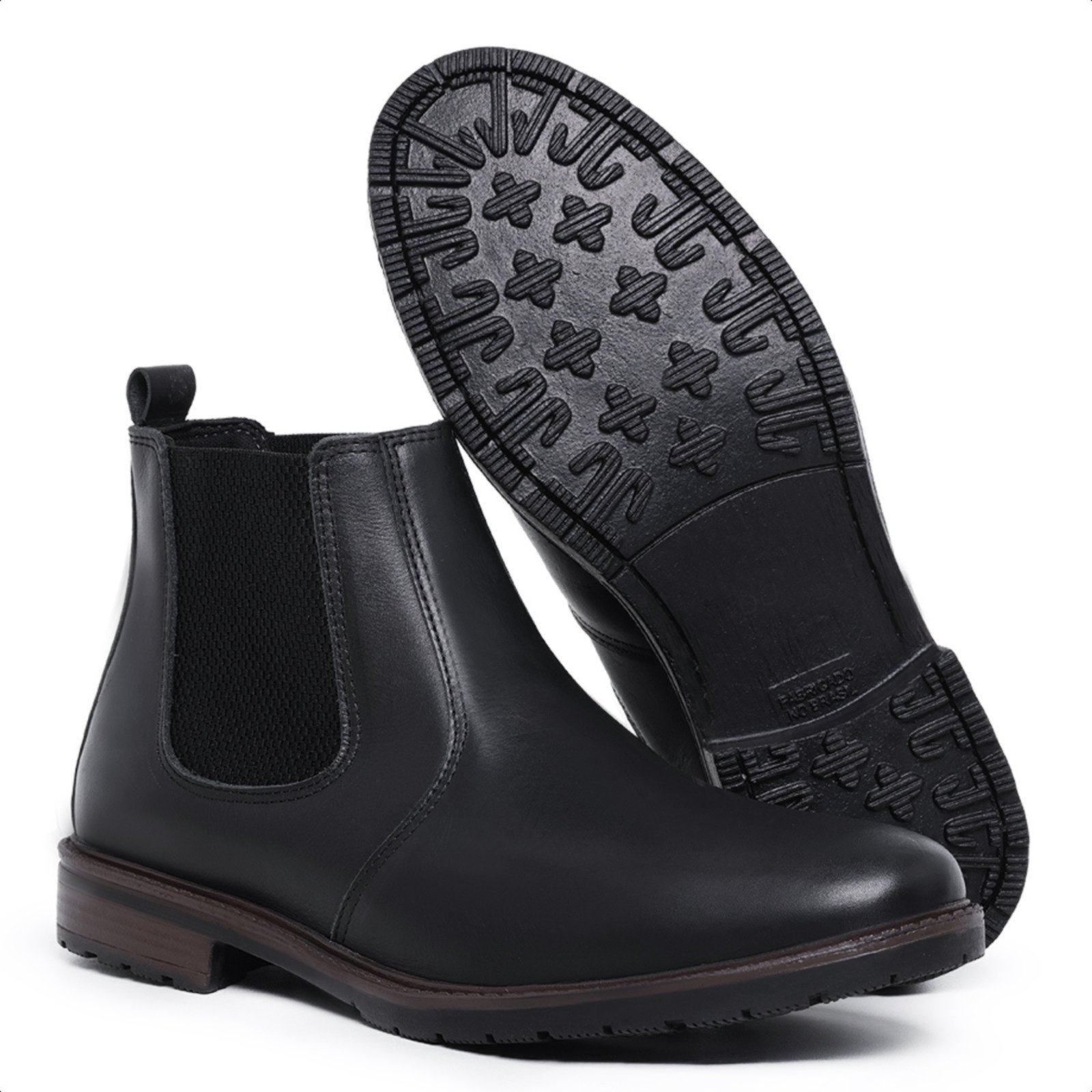 Botina Masculina Chelsea Schiareli 535 de Couro Macia Leve Confortável Preto