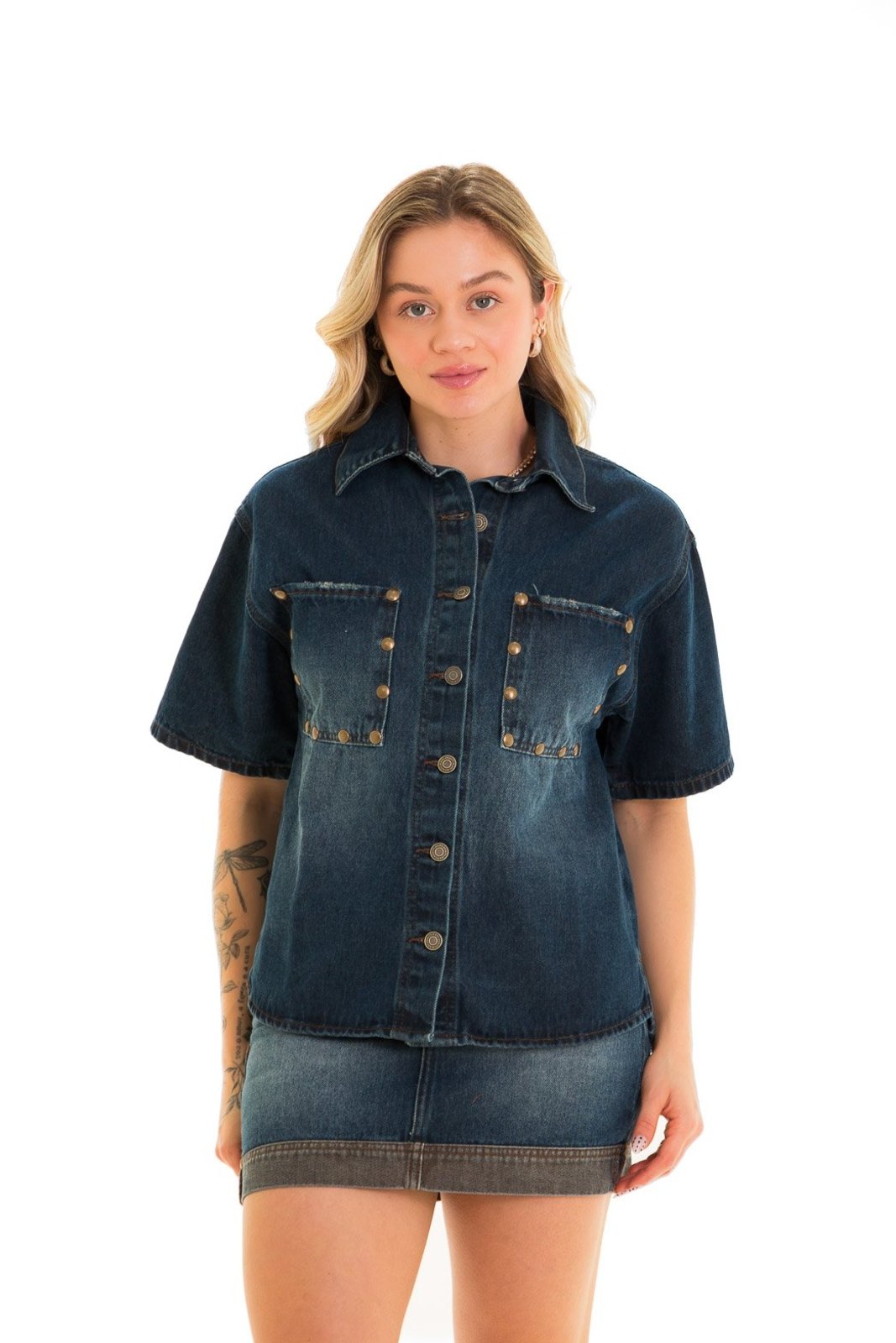 Camisa Jeans Feminina Arauto Brown Com Taxa