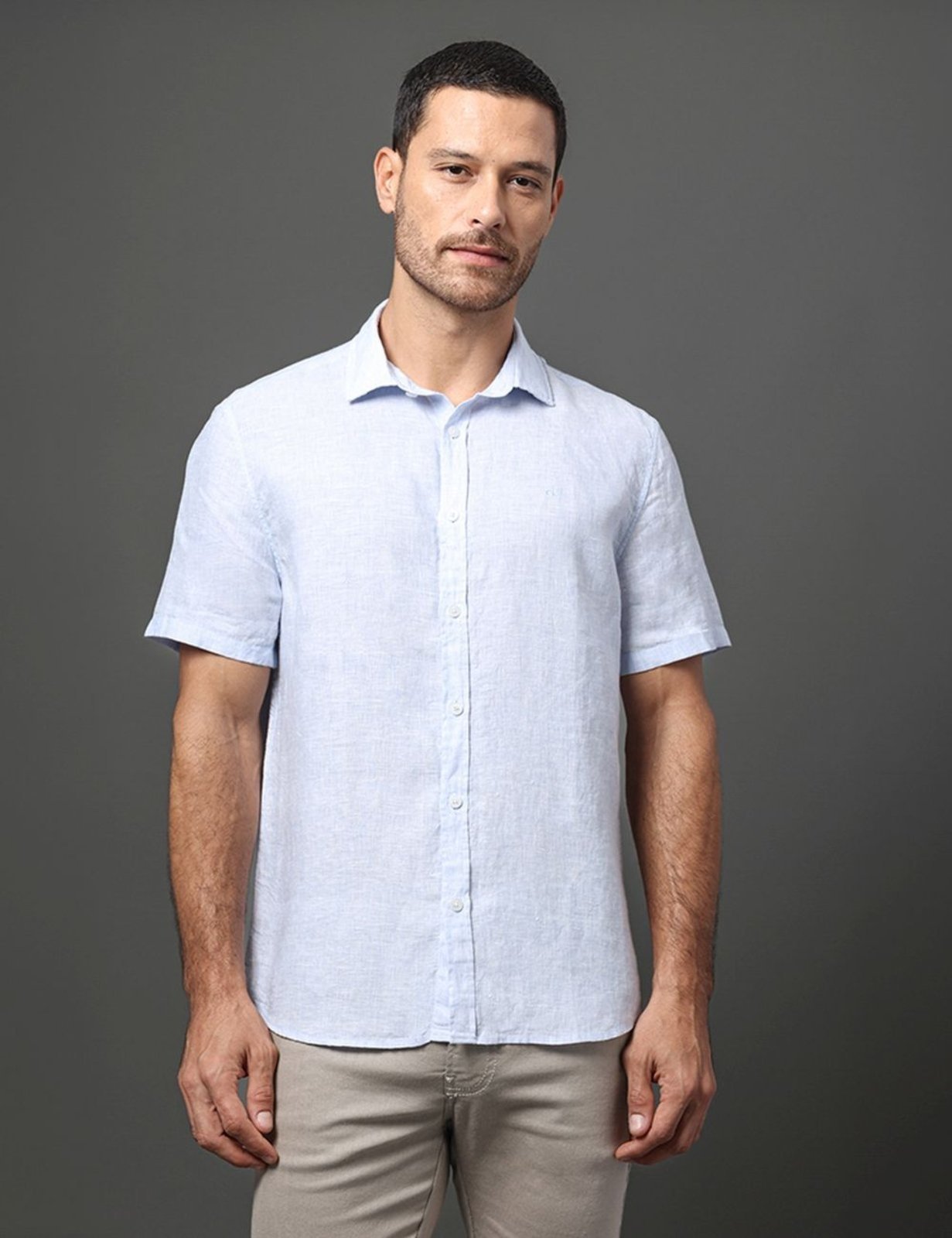 Vista 2 Camisa Masculina Linen Cotton Calvin Klein Jeans - Marinho azul marinho Calvin Klein Jeans azul marinho