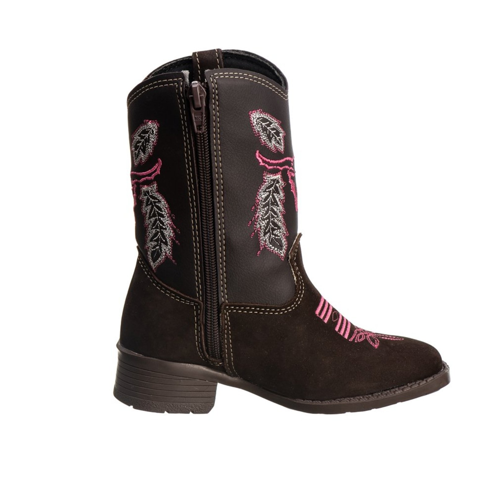 Infantil - Bota Texana Country Campero Bordada Café