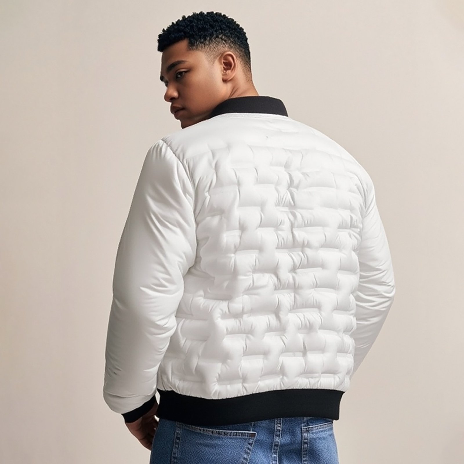 Jaqueta Plus Puffer Masculina Rock e Soda Off White