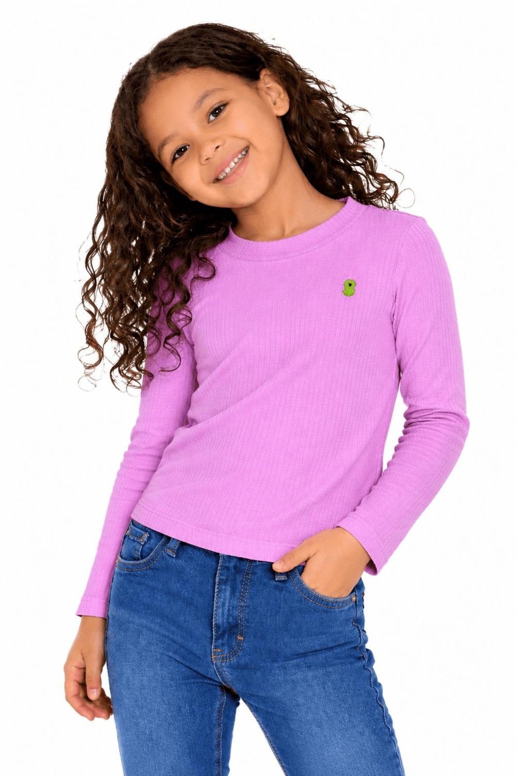 Infantil - Blusa Manga Longa Menina Básico Alphabeto Roxo