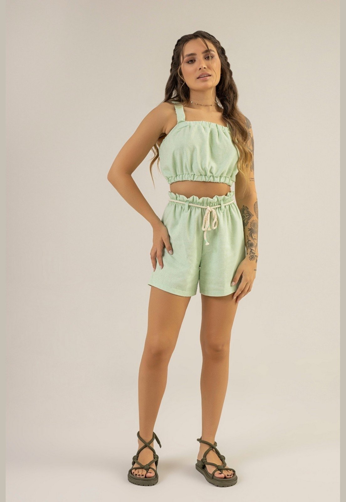 Top Adulto Franzido em Tecido Petra The Philippines Verde