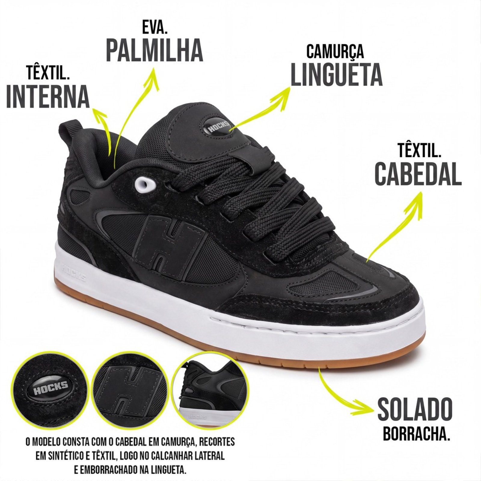 Tênis Hocks Concorde Classic Black Unissex Preto