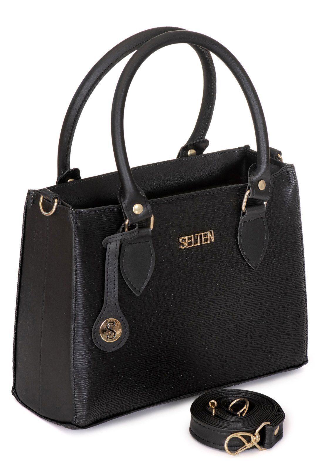 Bolsa Lateral Feminina Com Alça Transversal e Removível Selten Preta