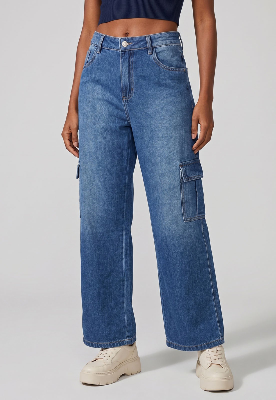 Calça Sawary Wide Leg Petit Azul