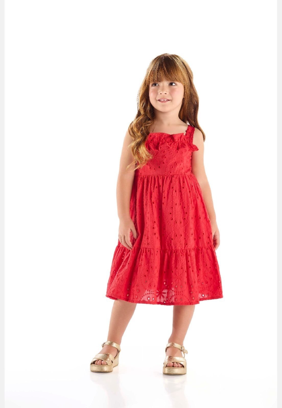 Infantil - Vestido Tecido Laise Forrado Up Baby Vermelho